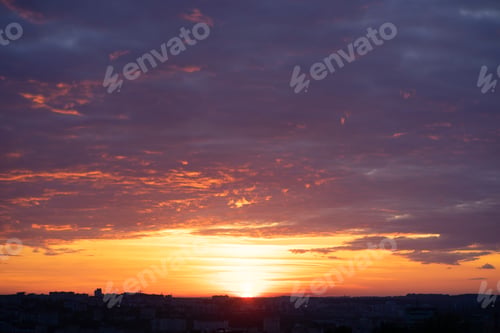 Preview: Orange colored dramatic sunset sky. Natural background