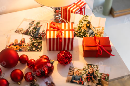Preview: Photos of children against Christmas lights background