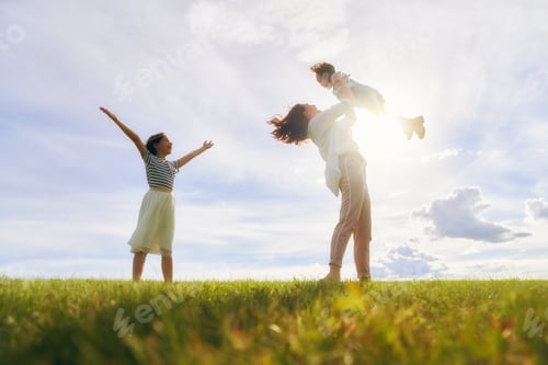 Preview: Happy family on summer walk