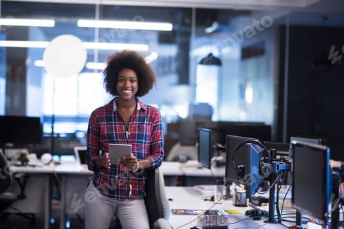 Preview: portrait of a young successful African-American woman in modern