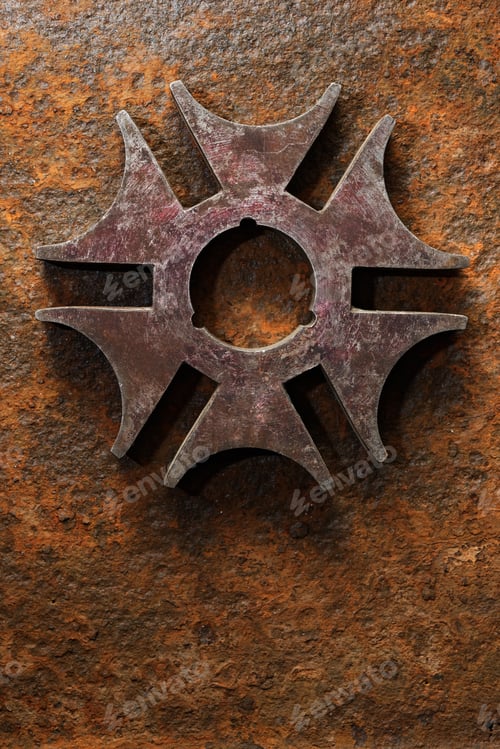 Preview: Rusty steel six-pointed star or cross