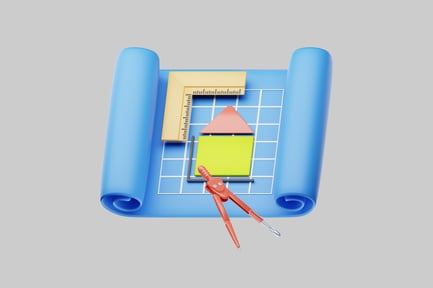 Preview: Architectural blueprint with drafting tools