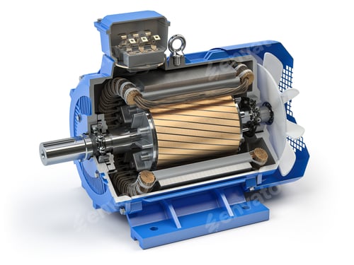 Preview: Cross section of Industrial electric motor. Electric motor parts