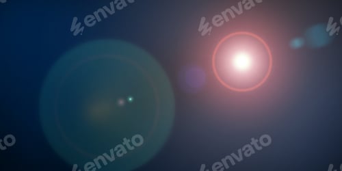 Preview: intense blue lens flare overlay texture with bokeh effect on black background.