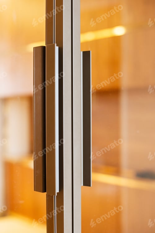 Preview: glass sliding door. glass partition with handle.