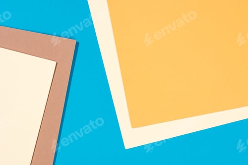 Preview: simple modern, blue, yellow and beige abstract background with copy space