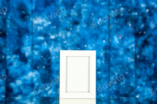 Preview: front view white picture frame on light blue background gift present portrait photo shoot family