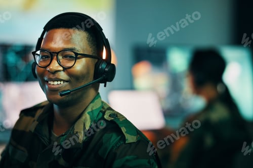 Preview: Portrait, call center and face of man with microphone and glasses for information technology, data