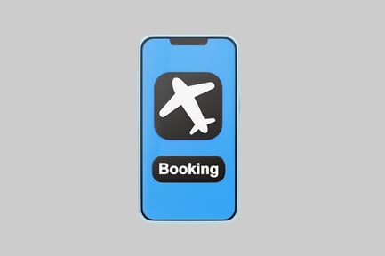 Preview: Smartphone with blue screen and white airplane icon