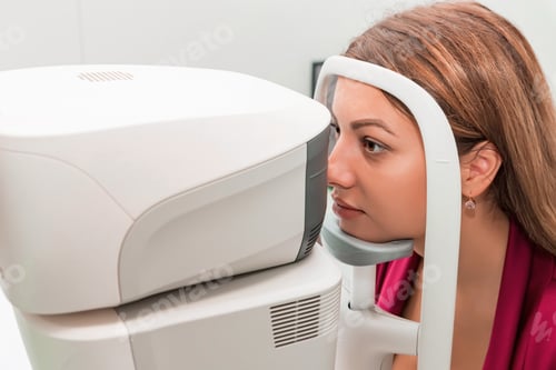 Preview: Measuring young woman's eye pressure with tonometer