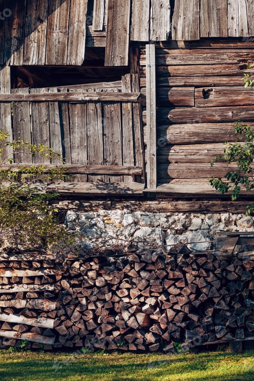 Preview: Firewood stack at alpine farm house