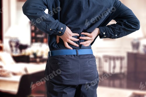 Preview: a person feeling the backache, stress overworking disease problem