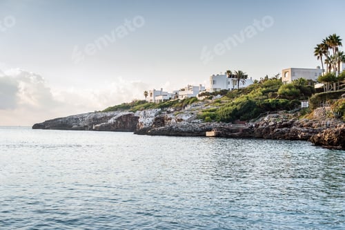 Preview: Beautiful wide coastline landscape with white houses
