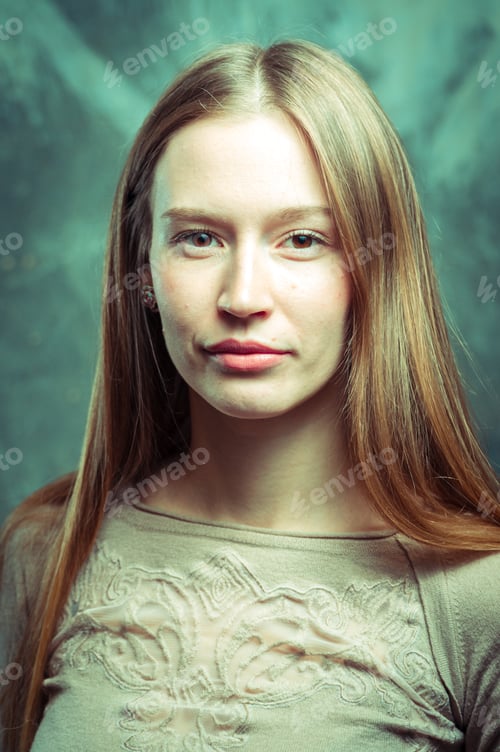 Preview: Portrait. Girl On A Gray Wall Background