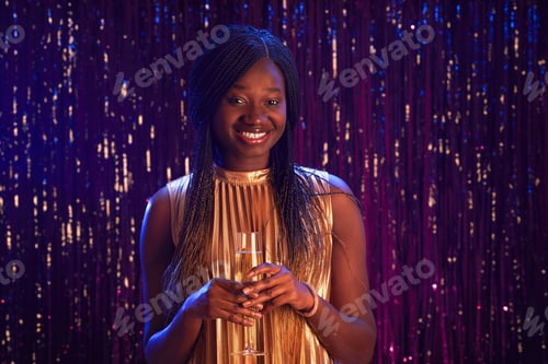 Preview: Portrait of Smiling African-American Girl at Prom