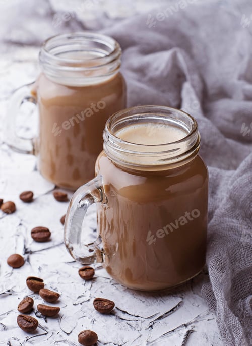 Preview: Coffee with milk in jar