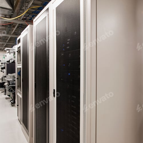 Preview: Computer servers in cabinet.