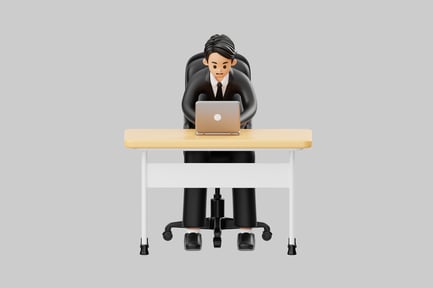 Preview: Cartoon office worker with laptop