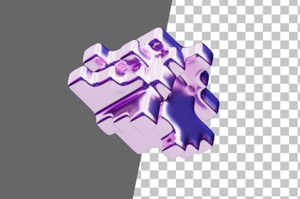 Preview: Chromatic Abstract Purple Fragmented Puzzle 3D Icon