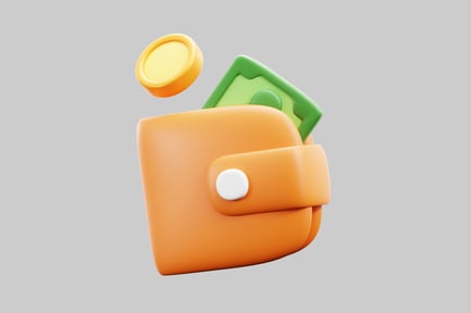 Preview: Wallet with bill and coin