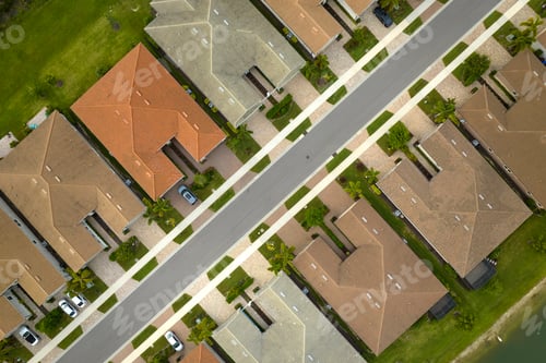 Preview: View from above of densely built residential houses in closed living clubs in south Florida.