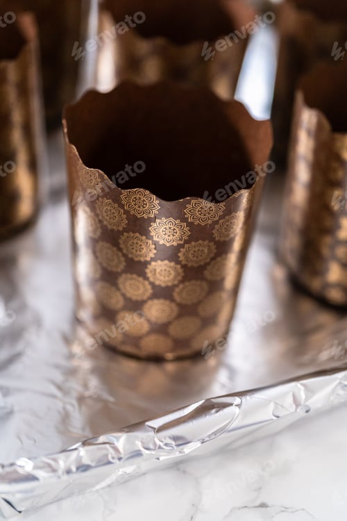 Festive Paper Molds on Foil for Baking