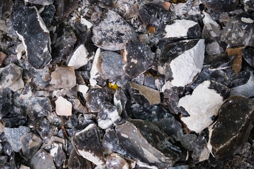 Preview: Flint on living rocks, a small pile of sharp stones