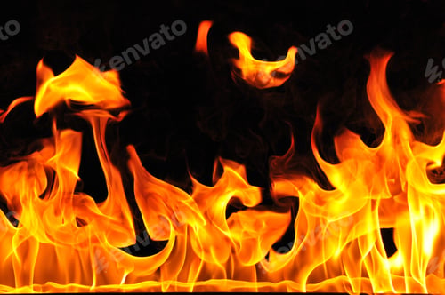 Preview: Burning fire on black background