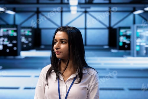 Preview: Supervisor doing inspection in server hub, monitoring energy consumption