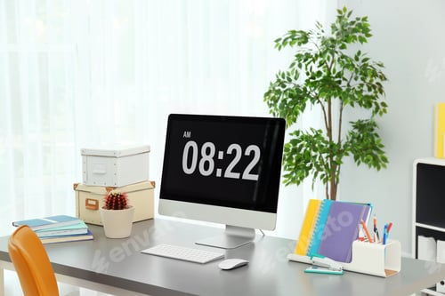 Preview: Stylish workplace with modern computer on table