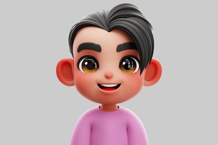 Preview: Happy Chibi Korean Boy Portrait With Pink T-Shirt