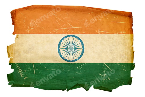 Preview: India Flag old, isolated on white background
