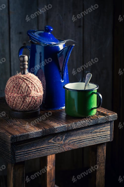 Preview: Hot and aromatic black coffee in cold winter
