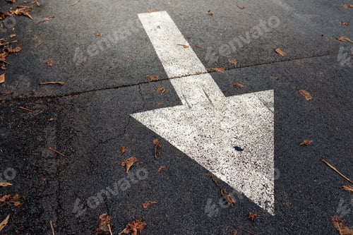 Preview: White arrow on asphalt road, traffic sign