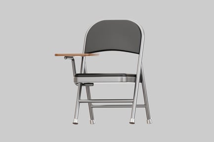 Visualização: Cadeira escolar dobrável com tablet