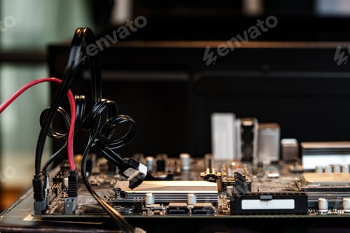 Preview: Computer parts of processing unit close up