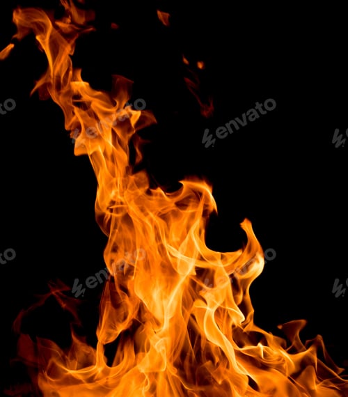 Preview: Flames of fire on black background