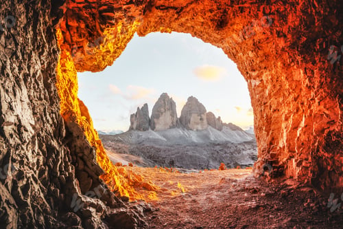 Preview: Tre Cime Di Lavaredo peaks in incredible orange sunset light