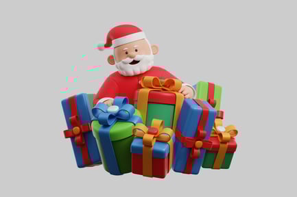 Preview: Cheerful santa with bright gifts