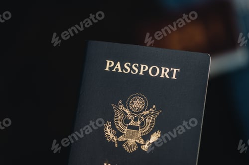 Preview: United States passport against dark background