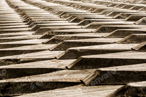 Preview: Wooden roof tiles of a stave church in Norway