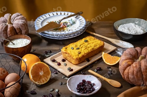 Preview: Homemade pumpkin pie with orange and ricotta