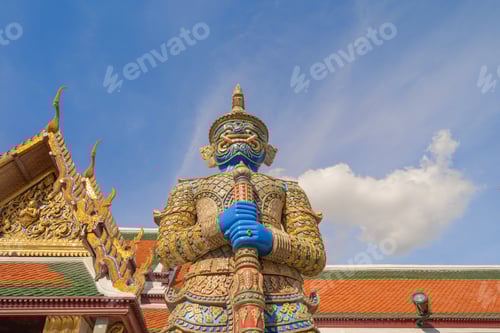 Preview: Golden pagoda at Temple of the Emerald Buddha in Bangkok, Thailand. Wat Phra Kaew and Grand palace