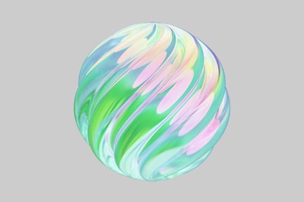 Visualização: Esfera de vidro pastel espiralada