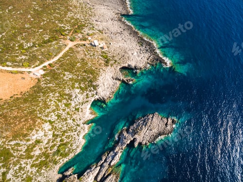Vista previa: Aerial view of Porto Vromi beach in Zakynthos (Zante) island, i