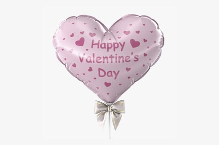 Visualização: Balão de coração rosa com laço para o Dia dos Namorados