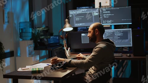 Preview: IT programmer taking vitamins and pills in box
