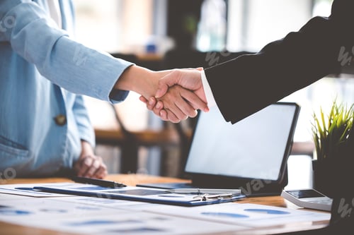Preview: business people shaking hands at the office teamwork