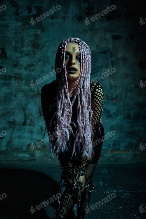 Preview: Young woman with creative make up. Halloween theme. Zombie theme.