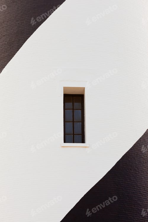 Preview: Black white painted brick wall lighthouse window